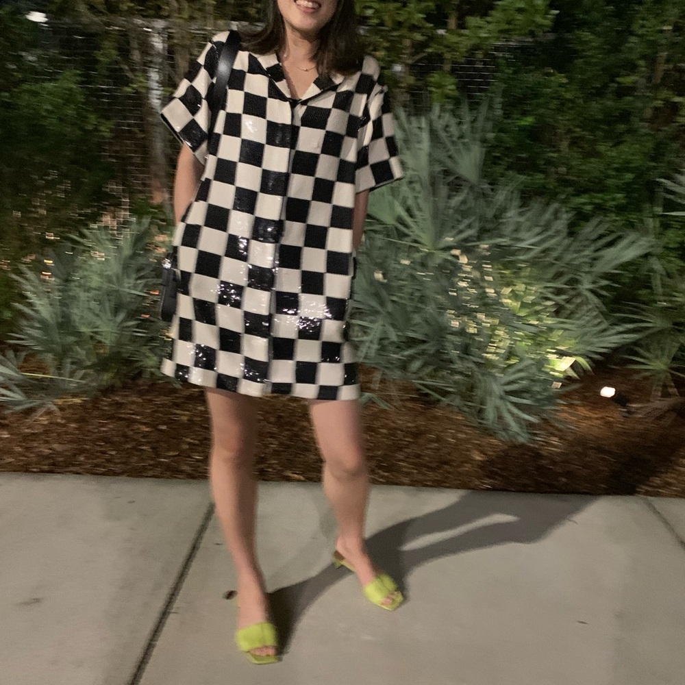 Other Stories Eye-Catching Checked Sequins Dress